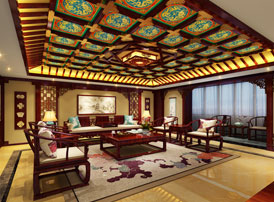 中式宫廷风设计平层豪宅装修效果图 暖意融融，典雅大气
